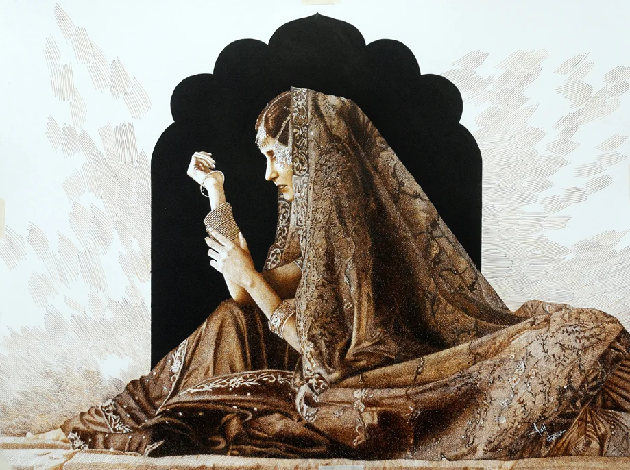 Master piece pen and ink artwork by Asif Ghayaz